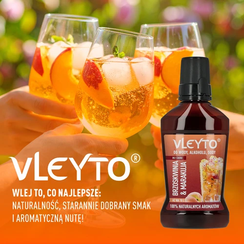 VLEYTO Persikka & Passiohedelmä – makuaromi luonnollisilla aromeilla, 250 ml - 6