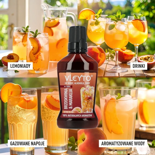 VLEYTO Persikka & Passiohedelmä – makuaromi luonnollisilla aromeilla, 250 ml - 7