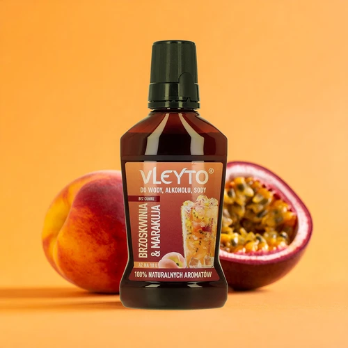 VLEYTO Persikka & Passiohedelmä – makuaromi luonnollisilla aromeilla, 250 ml - 4