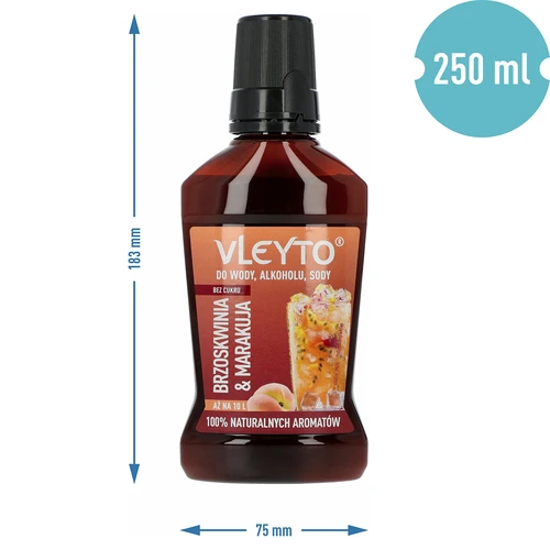 VLEYTO Persikka & Passiohedelmä – makuaromi luonnollisilla aromeilla, 250 ml - 5