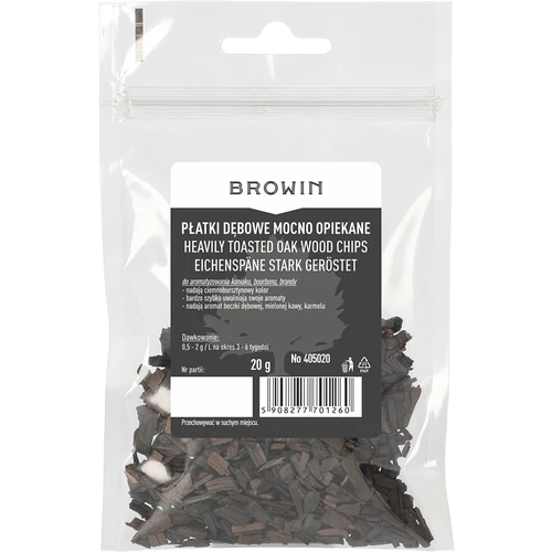 Voimakkaasti paahdetut tammihiutaleet, 20g - 2