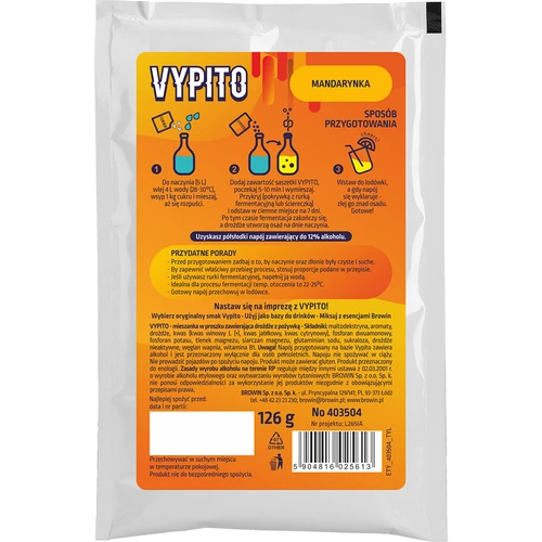 VYPITO 12%, annospussi 18 drinkkiä varten - Mandariini, 126 g - 2