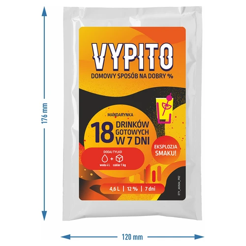 VYPITO 12%, annospussi 18 drinkkiä varten - Mandariini, 126 g - 4