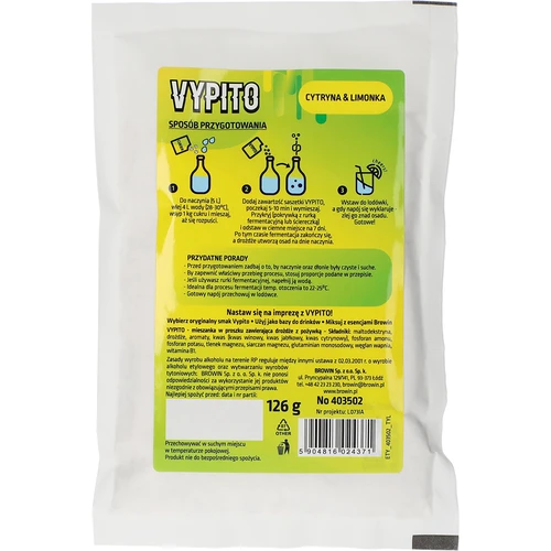 VYPITO 12%, pussi 18 juomalle - Sitruuna & lime, 126 g - 2