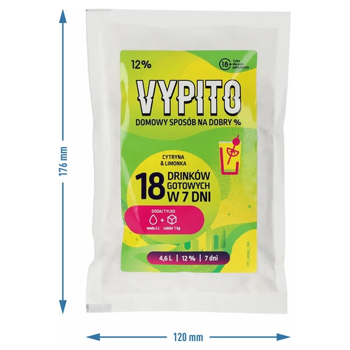 VYPITO 12%, pussi 18 juomalle - Sitruuna & lime, 126 g - 4