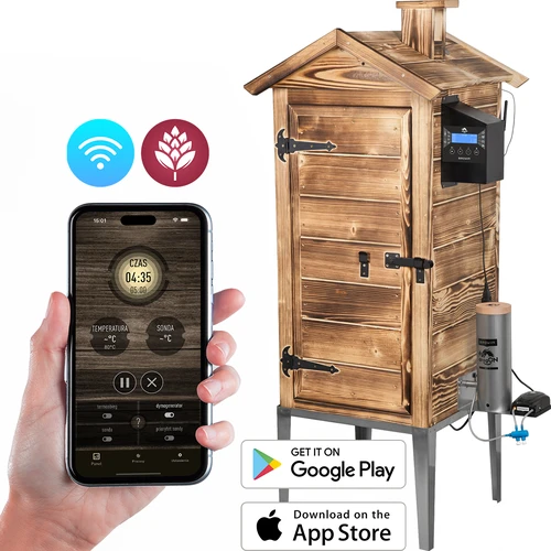 Wi-Fi-savustin, 200 L - dragON WOOD 100IQ, sähköisellä lämmitysmoduulilla ja ohjaimella, puulämmitteinen