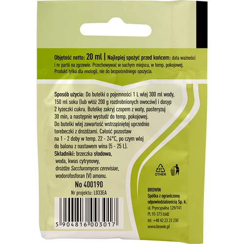 Yleiskäyttöinen viinihiiva, 20 ml - 2