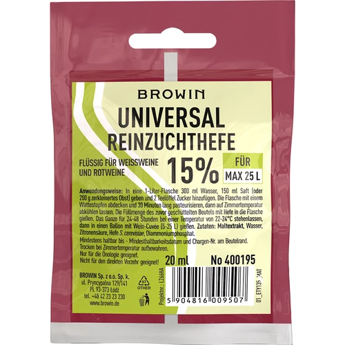 Yleiskäyttöinen viinihiiva, 20 ml DE/EN  - 1 