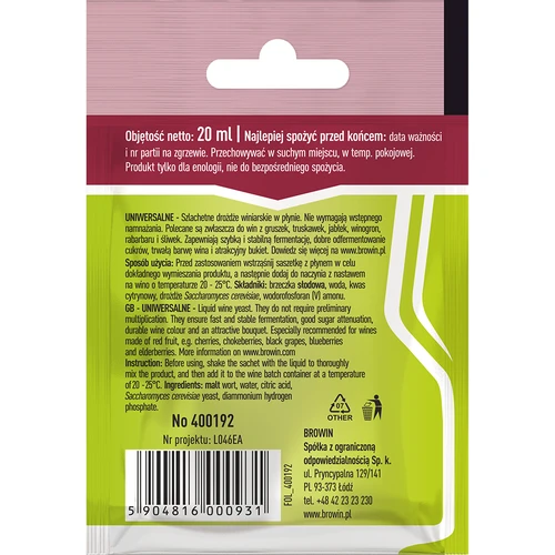 Yleiskäyttöinen viinihiiva ilman lisääntymistä, 20 ml - 2