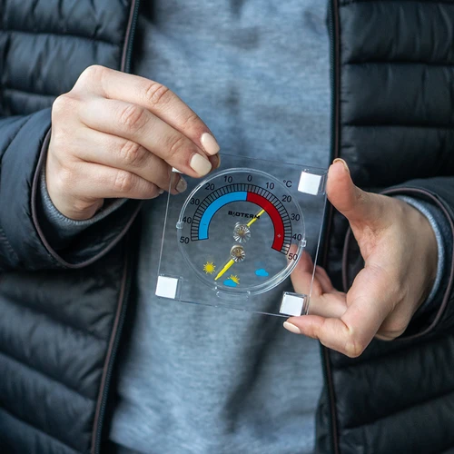 Yleismittari hygrometrillä, läpinäkyvä, itseliimautuva (-50°C - +50°C) - 5