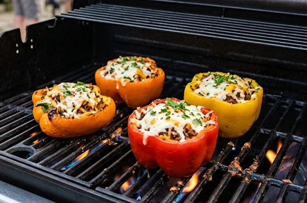 Täytetyt paprikat kaasugrillistä