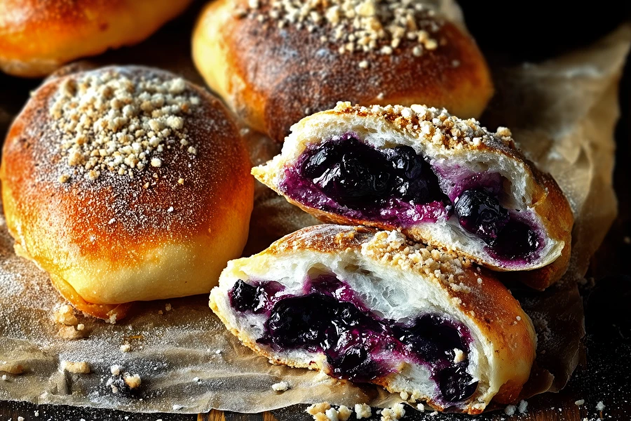 Kotitekoiset mustikkapullat – pehmeät, kuohkeat ja täynnä mustikoita!