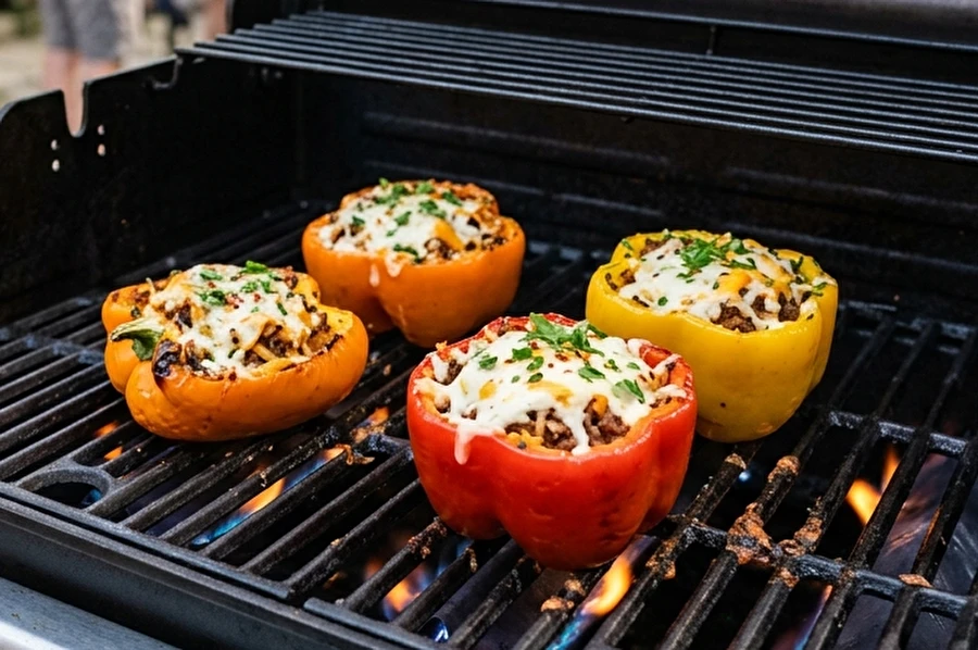 Täytetyt paprikat kaasugrillistä